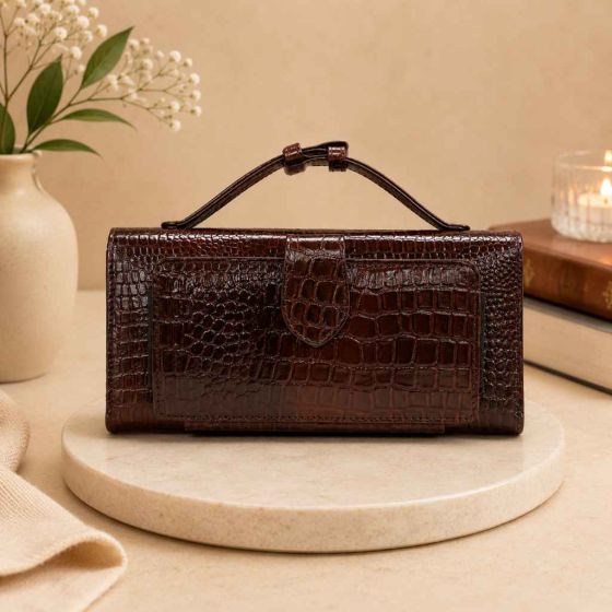 Pure Leather Clutch Wallet || Dark Brown || Saras Aajeevika