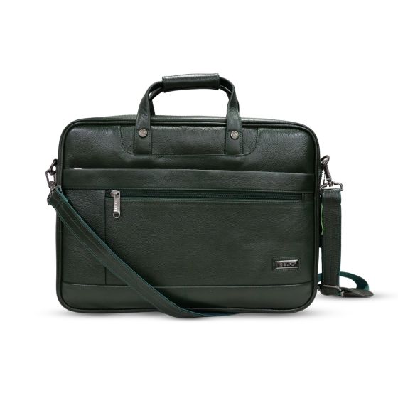 Pure Leather Laptop Bag || Green Colour || Saras Aajeevika