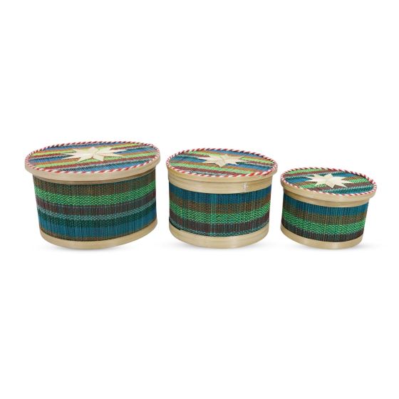 Bamboo Green Jewellery Box || 6 inch || Set of 3 || Saras Aajeevika