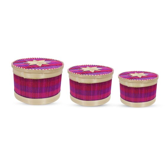 Bamboo Pink Jewellery Box || 6 inch || Set of 03 || Saras Aajeevika