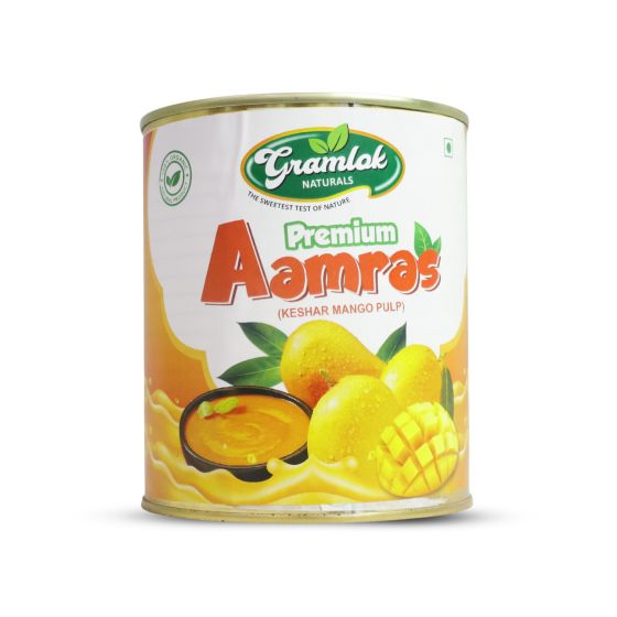 Gramlok Kesar Mango Premium Aamras || 800 GM Tin || Saras Aajeevika