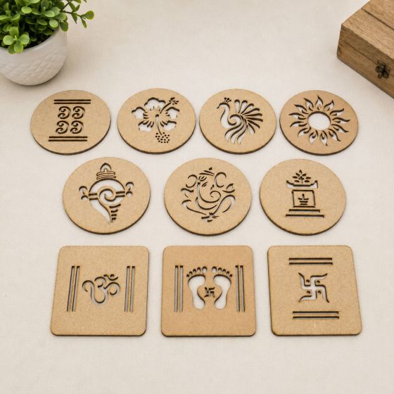MDF Stencils || 2.5*2.5 inch || Set of 10 || Saras Aajeevika