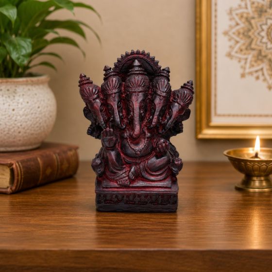 Polyresin Wood Panchmukhi Ganesh || 5.5 inch || Saras Aajeevika