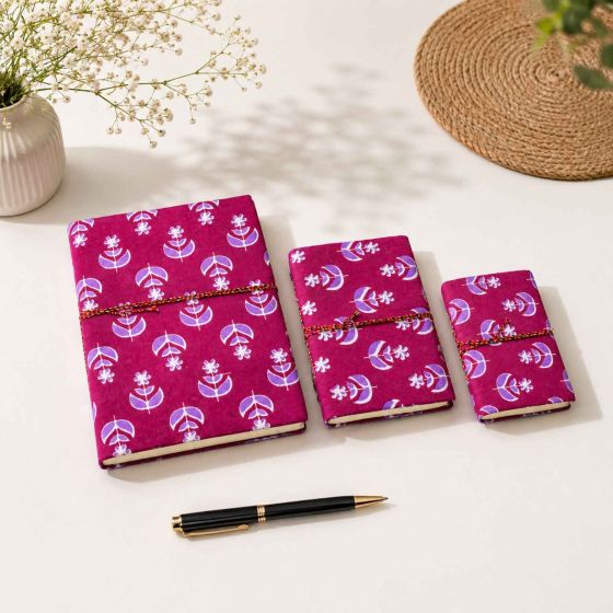 Handmade Paper Diary || Maroon Colour || Set of 3 || Saras Aajeevika