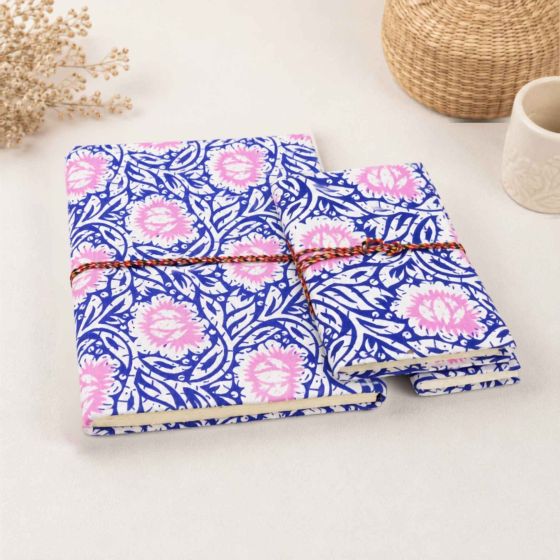 Handmade Paper Diary || Blue & Pink Colour || Set of 3 || Saras Aajeevika