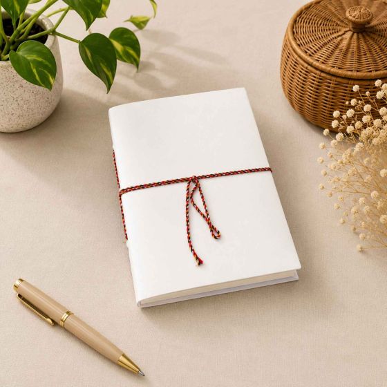 Handmade Paper Diary || Plain Bahi || Size 8x6 || White Colour || Saras Aajeevika