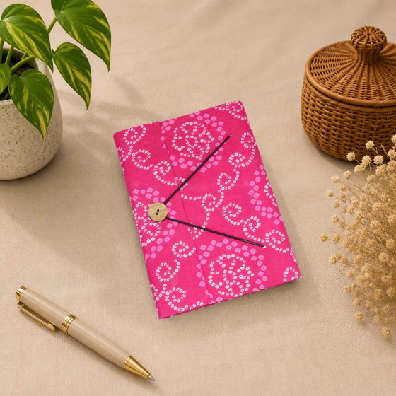 Handmade Paper Button Lock Diary || Size 8x6 || Pink Colour || Saras Aajeevika