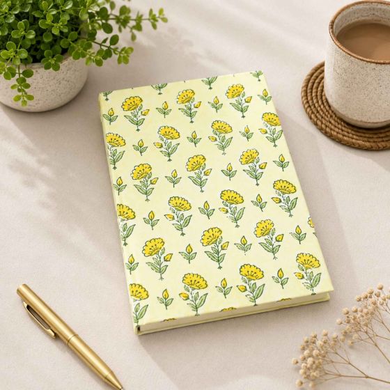 Handmade Paper Diary || Size 7x5 || Yellow Colour || Saras Aajeevika