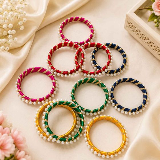 Silk Thread Bangles Moti || Set of 10 || Multi Colour || Saras Aajeevika