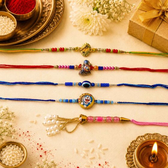Family Rakhi (Bhabhi + 2 Brother + 2 Kids ) || Set of 5 || Saras Aajeevika
