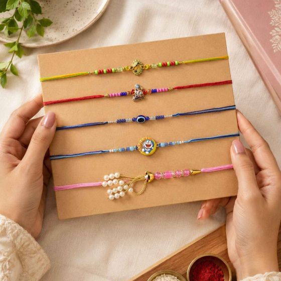 Family Rakhi (Bhabhi + 2 Brother + 2 Kids ) || Set of 5 || Saras Aajeevika