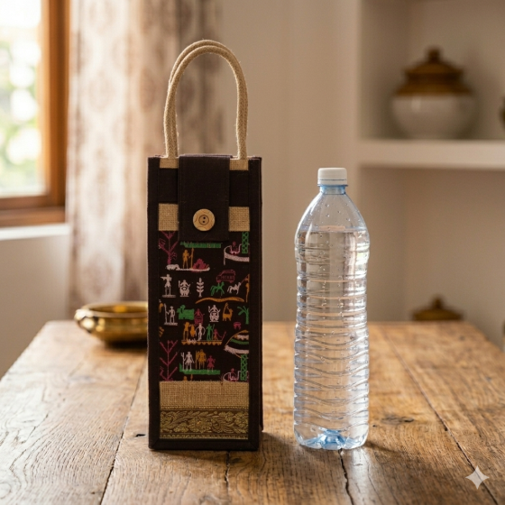 Jute Bottle Holder Brown || Saras Aajeevika