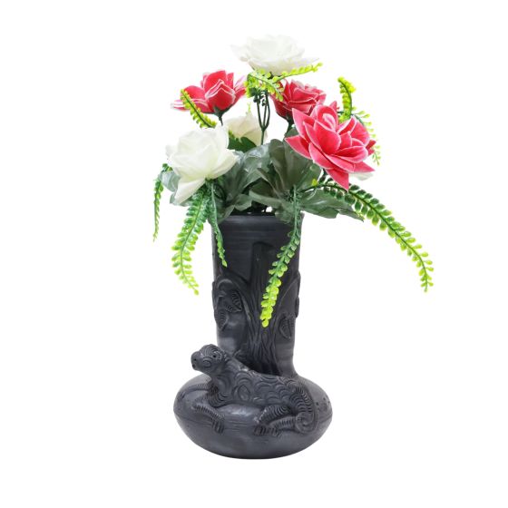 Black Pottery Flower Vase Big Animal || Saras Aajeevika