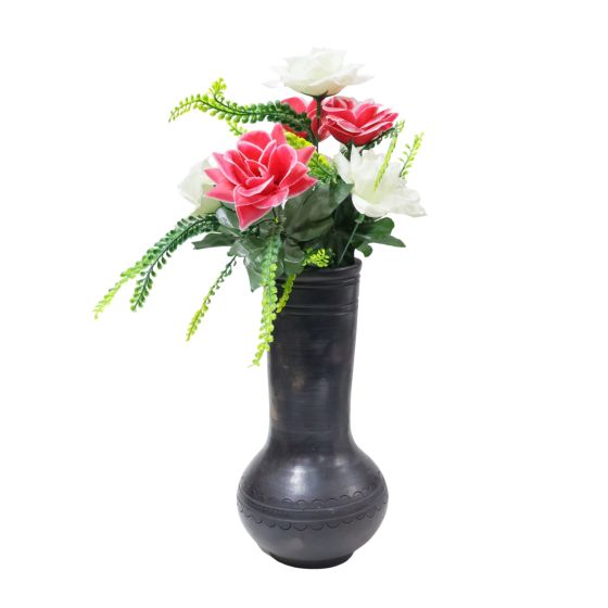 Black Pottery Flower Vase Big || Saras Aajeevika