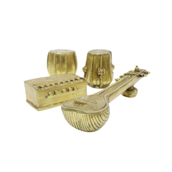 Brass Table & Sitar Set B || Sitar, Tabla & Harmonium Set of 4 Pcs || Saras Aajeevika