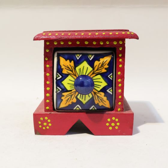 Blue Pottery Single Drawer Jewellery Box || Saras Aajeevika
