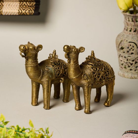 Dhokra Art Brass Camel 7" (Set of 2) || Saras Aajeevika