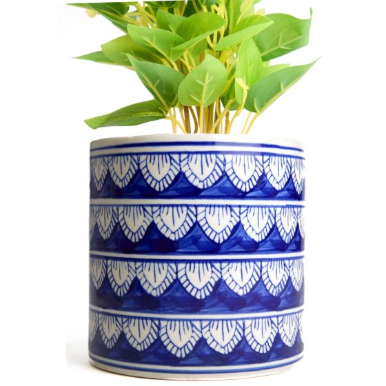Khurja Pottery Outdoor Pot Pipe Shape || Navy Blue Colour || Large Size 6 Inches || Saras Aajeevika
