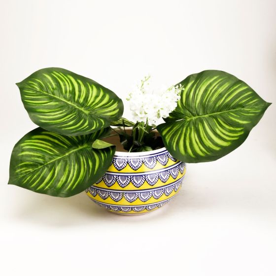 Khurja Pottery Outdoor Pot Apple Shape Yellow Colour Big Size 6 Inches || Saras Aajeevika