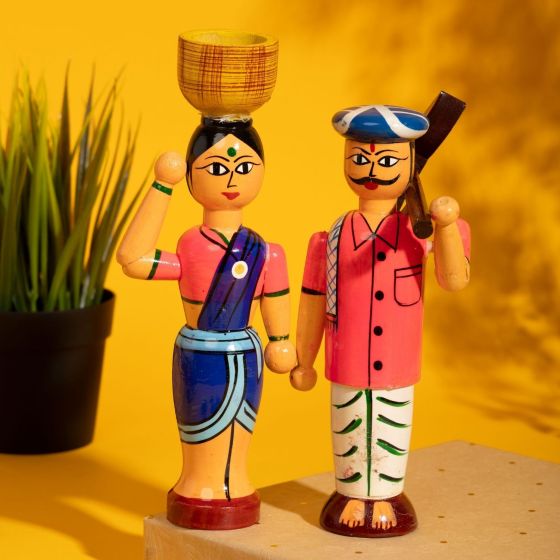 Kisan Set Red Blue| Toy for Kids | Handmade Toys | Wooden Toys | Home Decor