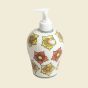 Khurja Pottery Dispenser Big Yellow Orange Flower | Hand Paited Ceramic Liquid Soap Dispenser with Pump| Bathroom Liquid Soap Dispenser |Kitchen Liquid Soap Dispenser