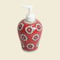 Khurja Pottery Dispenser Big Red White Flower | Hand Paited Ceramic Liquid Soap Dispenser with Pump| Bathroom Liquid Soap Dispenser |Kitchen Liquid Soap Dispenser