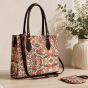Jacquard Fabric Women's Handbag 12*10 inch || White & Pink Colour || Saras Aajeevika