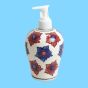Khurja Pottery Dispenser|Handwash Bottle|Refillable soap dispenser with Pump Big White Blue Red Flower 
