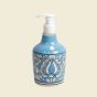 Khurja Pottery Dispenser Big Mugal Painting Sky Blue | Hand Paited Ceramic Liquid Soap Dispenser with Pump| Bathroom Liquid Soap Dispenser |Kitchen Liquid Soap Dispenser