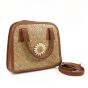 Handmade Bamboo Ladies Hand Bag || Natural Brown Color || Flower Design on It || Saras Aajeevika