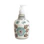 Khurja Pottery Dispenser Big White Brown Leaf |Handwash Bottle| Refillable soap dispenser with Pump