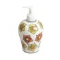 Khurja Pottery Dispenser Big Yellow Orange Flower | Hand Paited Ceramic Liquid Soap Dispenser with Pump| Bathroom Liquid Soap Dispenser |Kitchen Liquid Soap Dispenser