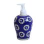 Khurja Pottery Dispenser Big Blue White Flower  | Hand Paited Ceramic Liquid Soap Dispenser with Pump| Bathroom Liquid Soap Dispenser |Kitchen Liquid Soap Dispenser