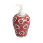 Khurja Pottery Dispenser Big Red White Flower | Hand Paited Ceramic Liquid Soap Dispenser with Pump| Bathroom Liquid Soap Dispenser |Kitchen Liquid Soap Dispenser