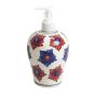 Khurja Pottery Dispenser|Handwash Bottle|Refillable soap dispenser with Pump Big White Blue Red Flower 