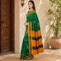 Kasuthi Cotton Saree || Green Colour || Pecock Elephant Design with 80cm Blouse || Saras Aajeevika