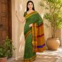 Ilkal Cotton Saree Small Checks || Green Colour & Multi Colour Pallu with 80cm blouse || Saras Aajeevika