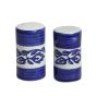 Khurja Pottery Salt Pepper White Blue Set|Handcrafted Ceramic Salt Pepper Set for Dining Table| Spices Dispenser Shaker Sprinkler Bottle |White & Blue Colour,80 ML (Set of 2 Pcs