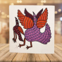 Painting Gond Art Bird Square 9x9 Inch