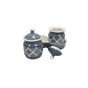 Khurja Pottery Jar + Tray Grey 2+1| Hand painted | Kitchen ware | Home Décor | Grey