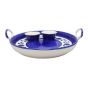 Khurja Pottery Pizza Platter White and Blue Leaf Big | Ceramic Tableware | Handmade pizza platter