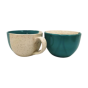 Khurja Pottery Soup Cup Set Of 2|Handmade mugs | Kitchenware |Home Essentials | Blue Color With White