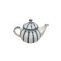 Khurja Pottery Tea Pot White Grey Line Round| Hand painted | Kitchen ware | Home Décor | White and Grey