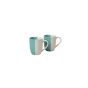 Khurja Pottery Milk Mug Italian 50-50 Green White So2|Ceramic Cup | Microwave Safe | Hand painted | Kitchen ware | Home Décor | Green & White