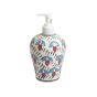 Khurja Pottery Dispenser Big Sky Blue Red Leaf f|Hand Paited Ceramic Liquid Soap Dispenser with Pump| Bathroom Liquid Soap Dispenser |Kitchen Liquid Soap Dispenser