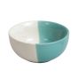 Khurja Pottery Bowl 50-50 White Green | Handcrafted Glossy Ceramic Serving Soup Bowl White & Green Colour (Set of 4Pcs)