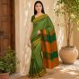 Ilkal Cotton Saree Small Checks || Green Colour & Green Pallu with 80cm Blouse || Saras Aajeevika