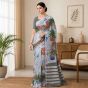 Handloom Handpainted Cotton Saree with Blouse 6.65 Mtr || Grey Colour || Saras Aajeevika