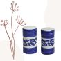 Khurja Pottery Salt Pepper White Blue Set|Handcrafted Ceramic Salt Pepper Set for Dining Table| Spices Dispenser Shaker Sprinkler Bottle |White & Blue Colour,80 ML (Set of 2 Pcs