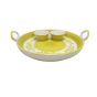  Khurja Pottery Pizza Platter White and Golden Leaf Big | Ceramic Tableware | Handmade pizza platter